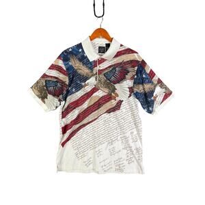 Cotton Trader’s American Summer Sport USA Eagle Polo Shirt Mens‎ Large RWB White